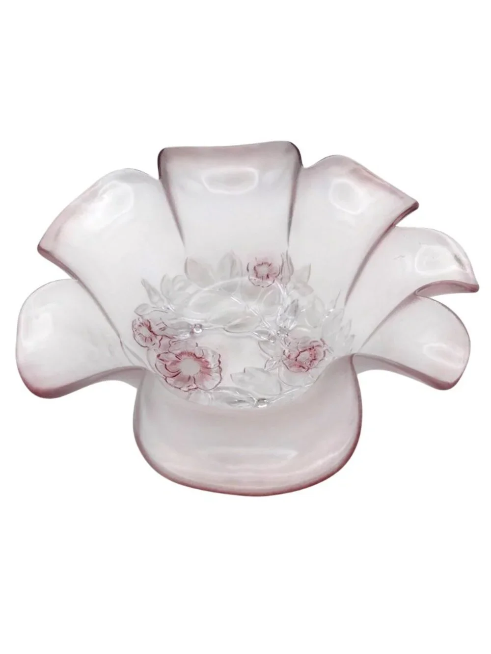 Mikasa Rosella Serving Bowl Set Of 2 Floral Walther Glass West Germany Vintage